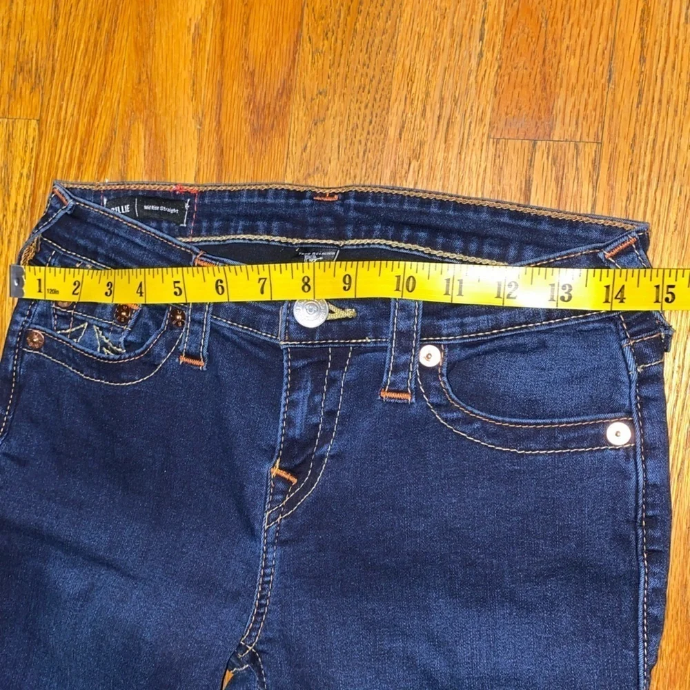 True Religion Billie Mid Rise Straight Leg Jeans, Blue Denim Jean Size 29 - Picture 10 of 12